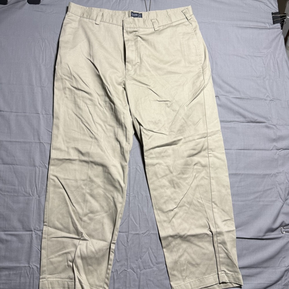 IZOD American Chino Khaki Pants Men's 38x29 Classic Fit Beige Cotton Casual